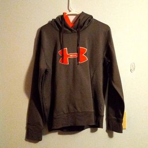 Grey and hot pink, under armor sweatshirt.